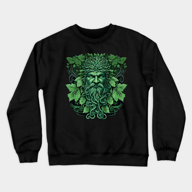 Jack Of The Wood Traditional Pagan Celtic Greenman Crewneck Sweatshirt by Tshirt Samurai